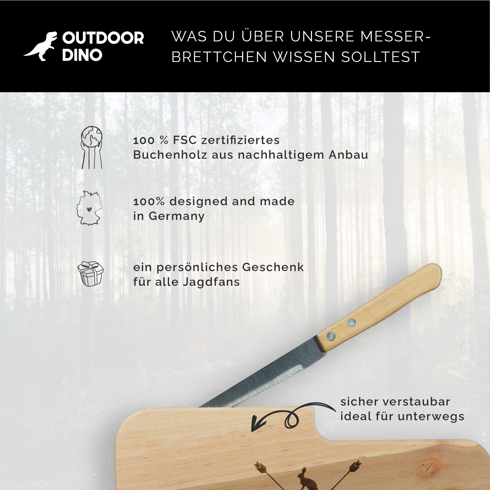 Jagdgeschenk Waidmannsheil mit Messer