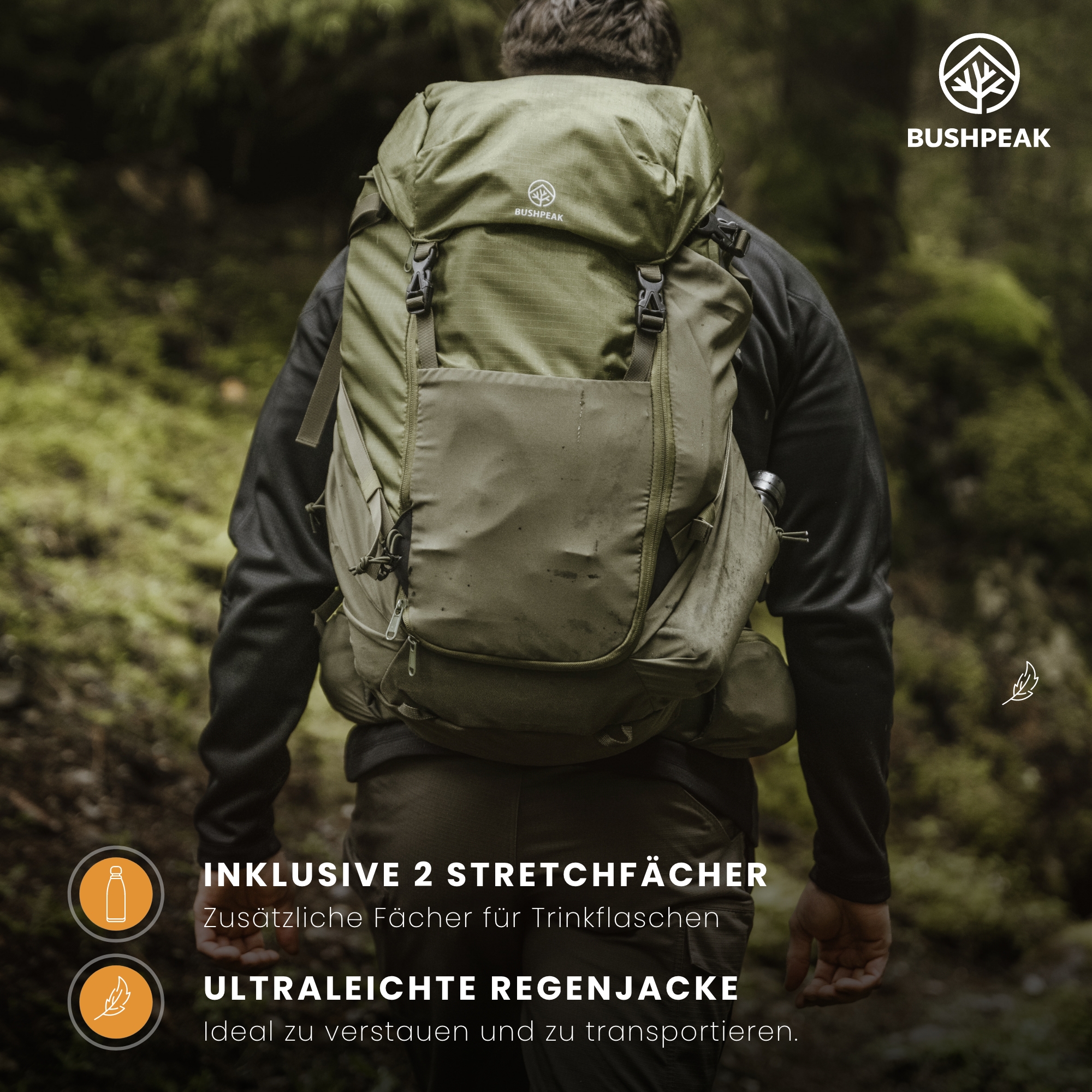 Bushpeak Outdoor Rucksack Grün