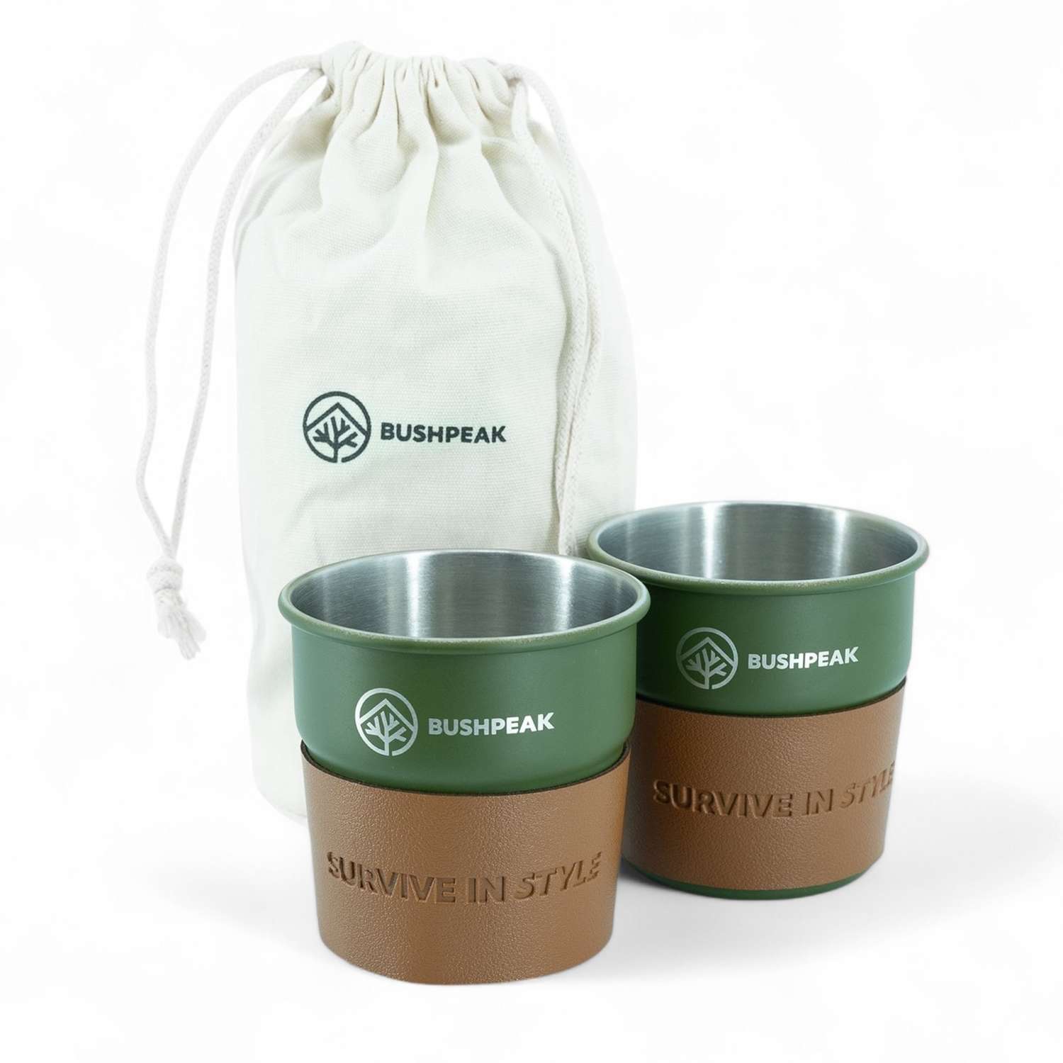 Bushpeak Chromstahlbecher 2er-Set Grün