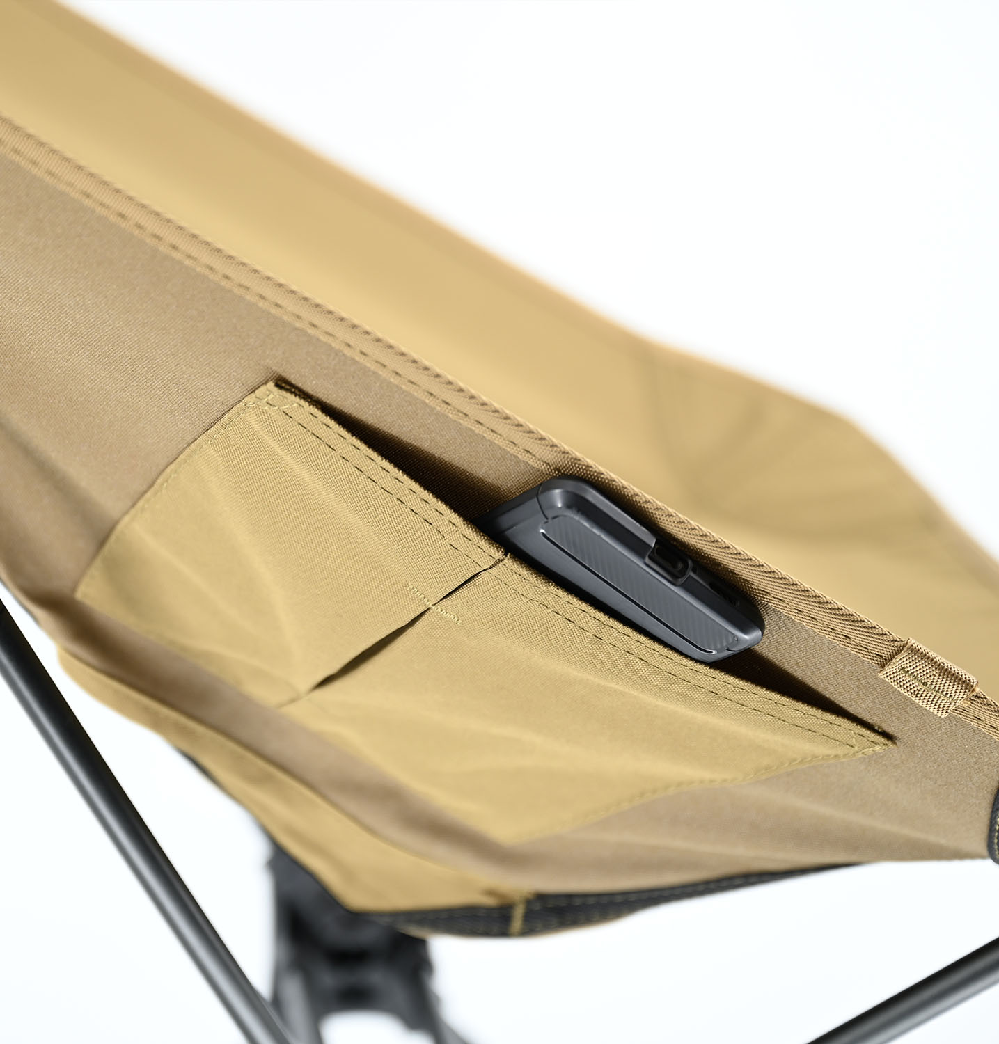 Campingstuhl Khaki kompakt mit Handyfach